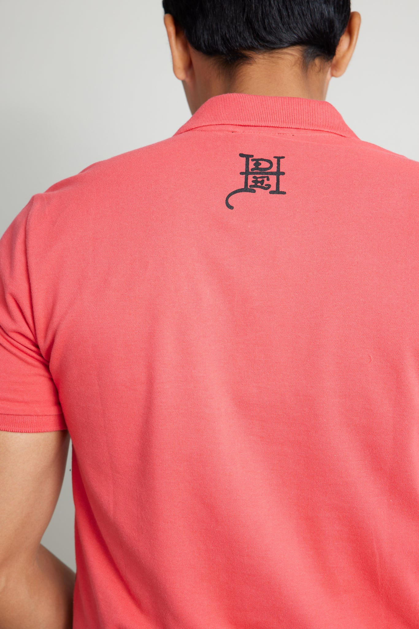 Red Polo Shirt w/ Discharge Print