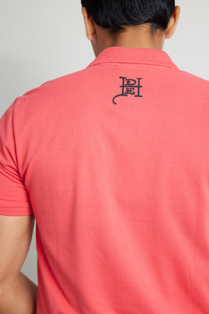 Red Polo Shirt w/ Discharge Print