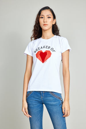 White Breaker of Heart Round Neck Tee