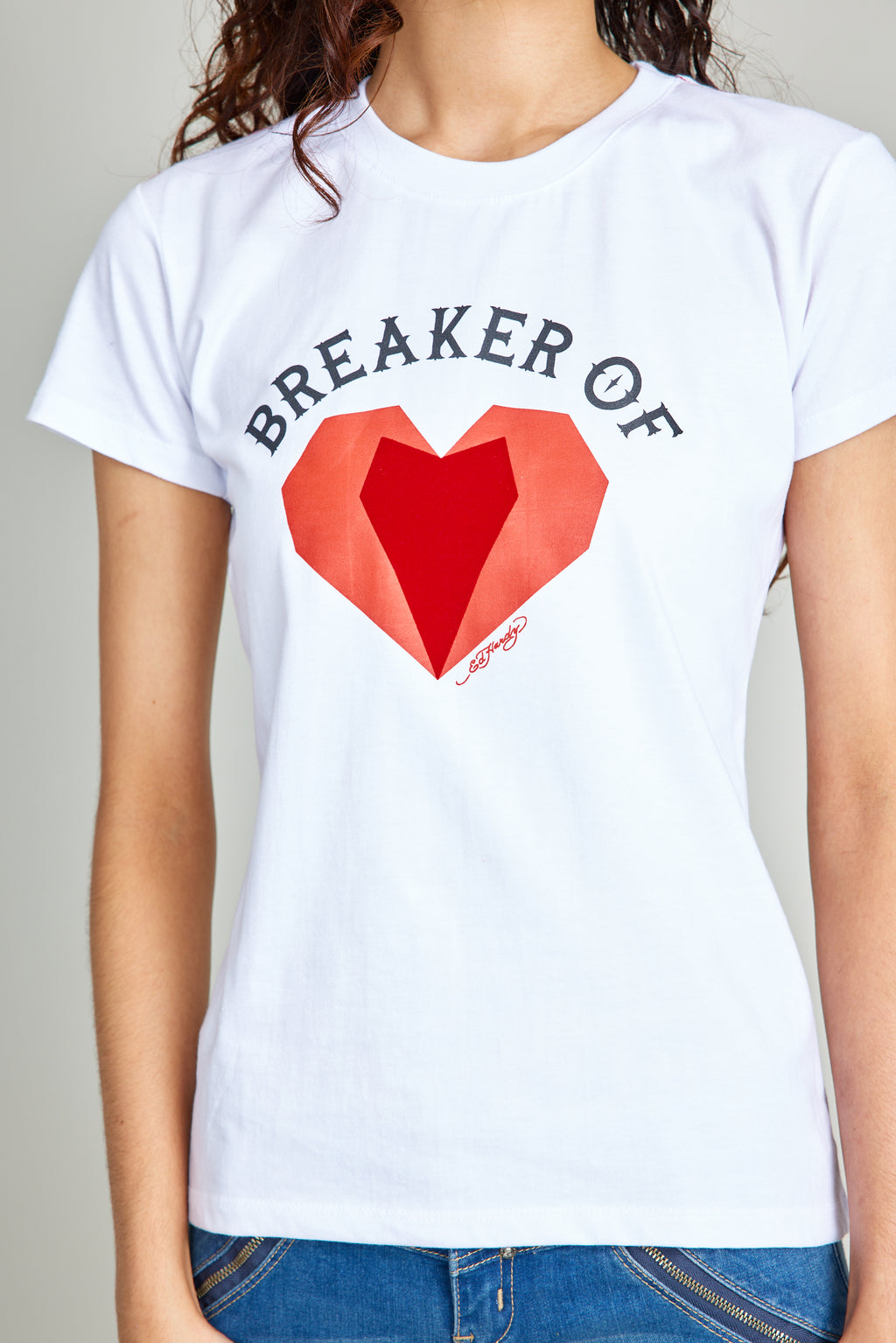 White Breaker of Heart Round Neck Tee