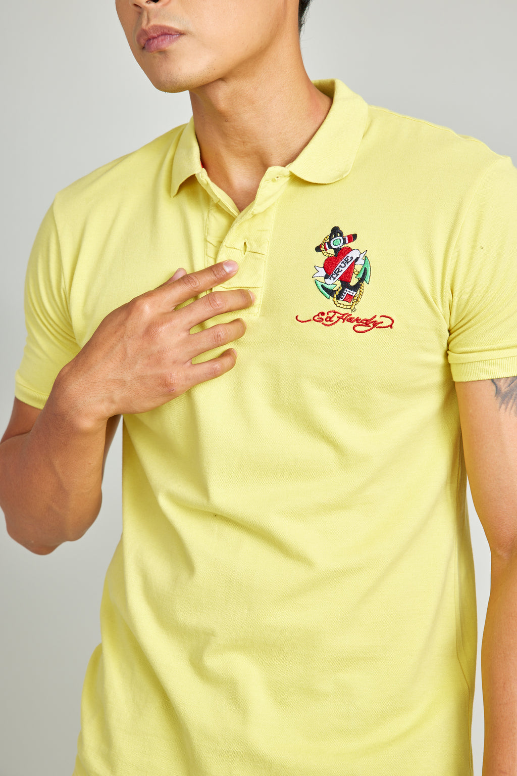 Yellow Anchor True love Embroidery Polo Shirt