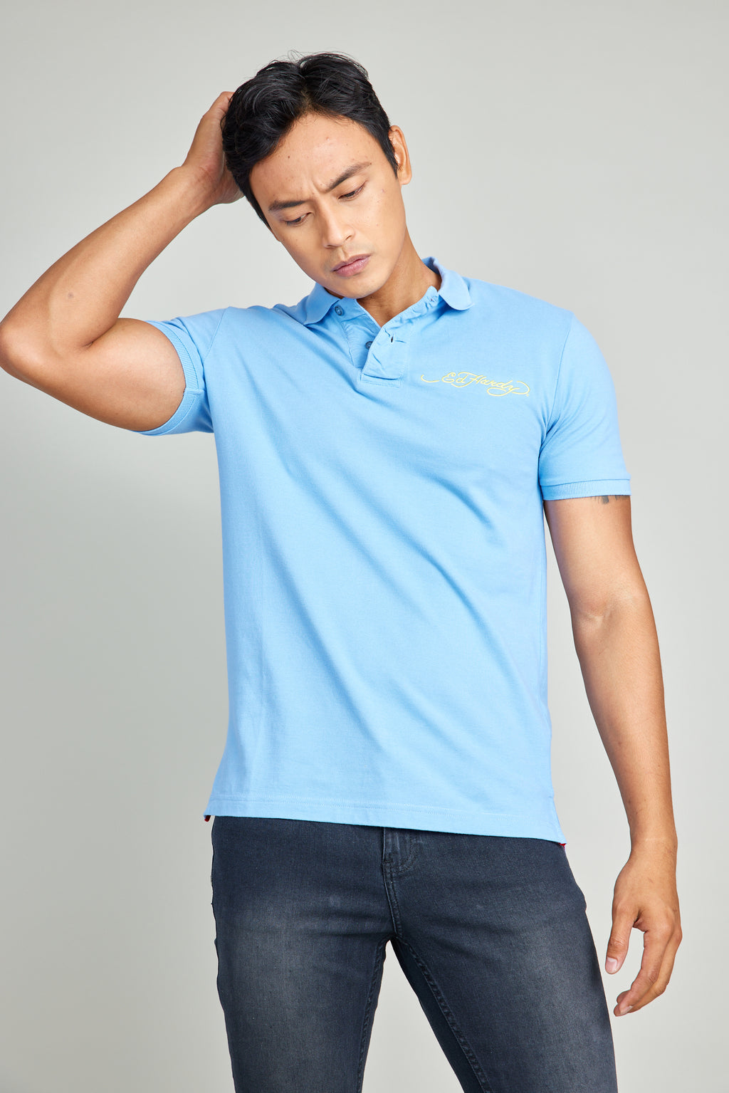 Light Blue Basic Polo Shirt w/ Embroidery