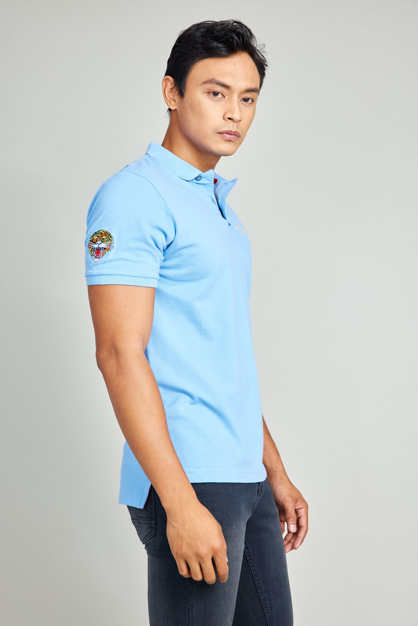 Light Blue Basic Polo Shirt w/ Embroidery