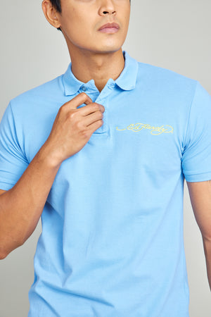 Light Blue Basic Polo Shirt w/ Embroidery