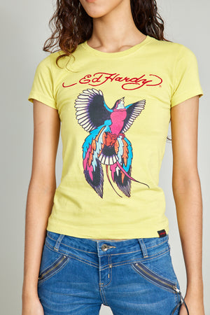 Yellow Bird of Paradise Round Neck Tee