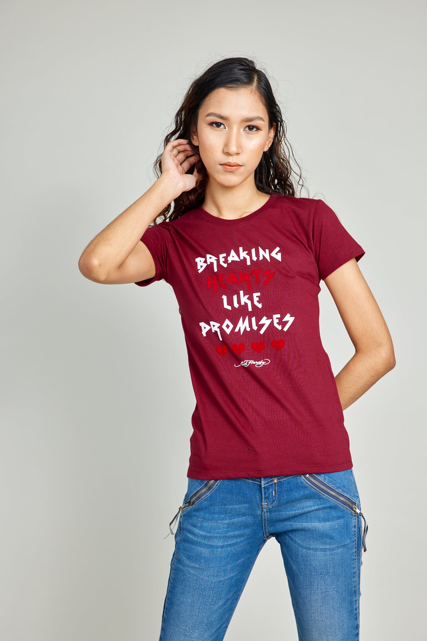 Breaking Hearts Like Promises Round Neck Tee