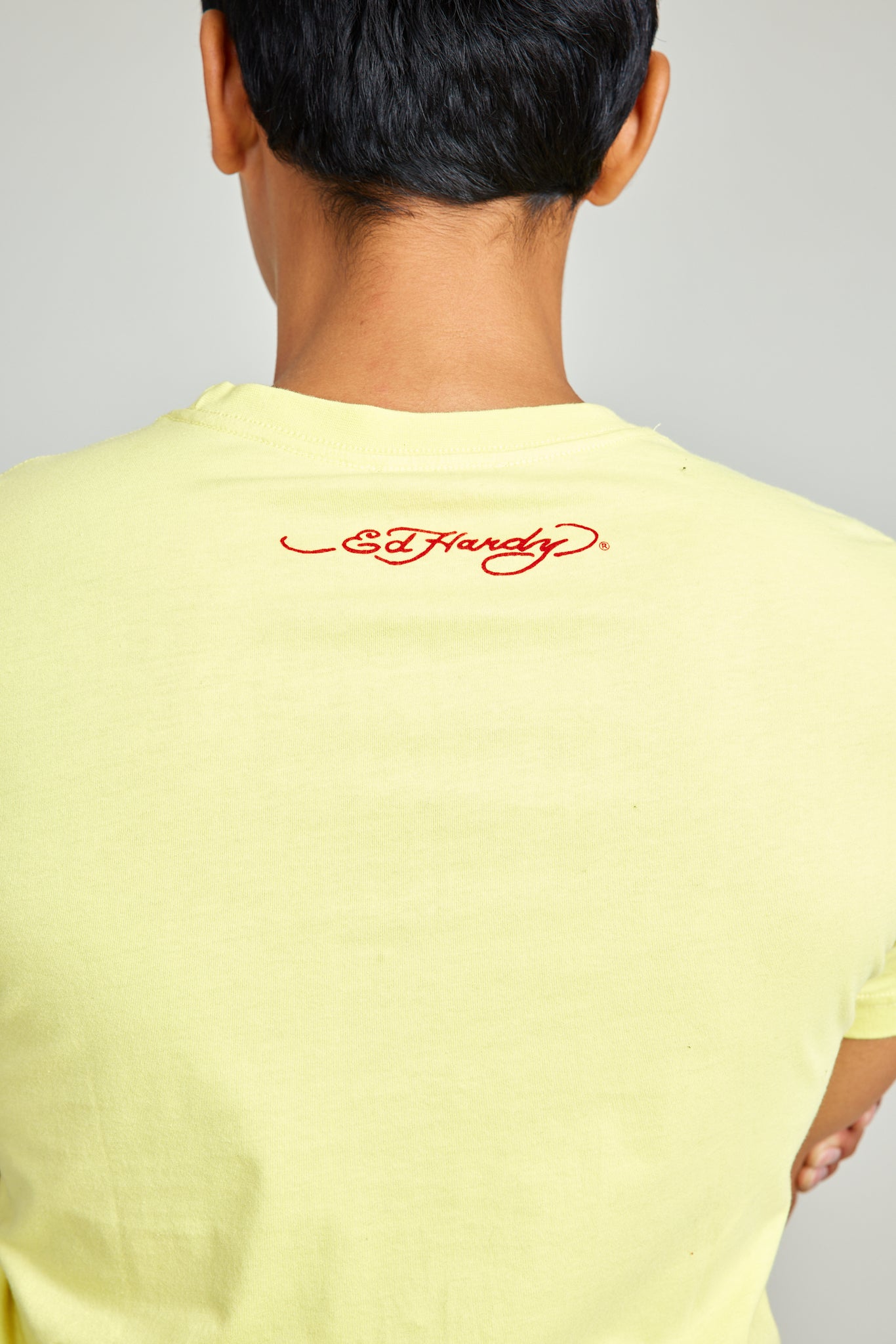 Yellow Round Neck Tee w/ Sublimation Print & Rhinestones