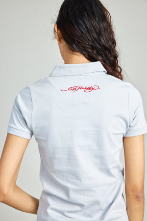 Gray Basic Polo Shirt w/ Patch Embroidery