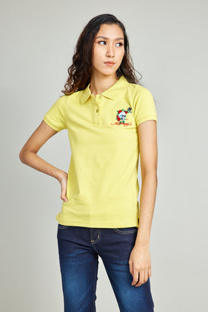 Yellow Basic Polo Shirt w/ Patch Embroidery