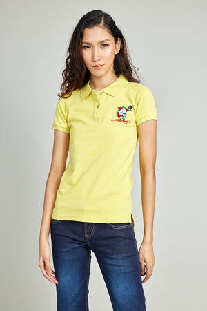 Yellow Basic Polo Shirt w/ Patch Embroidery