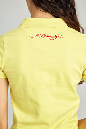 Yellow Basic Polo Shirt w/ Patch Embroidery