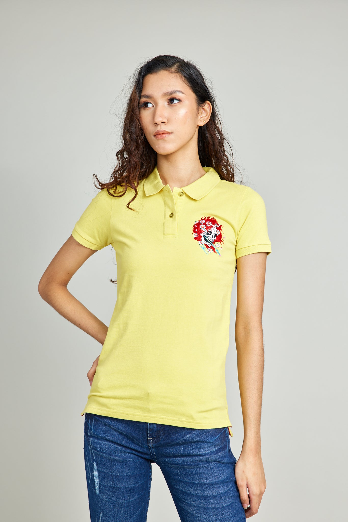 Yellow Basic Polo Shirt w/ Patch Embroidery