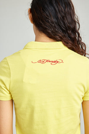 Yellow Basic Polo Shirt w/ Patch Embroidery