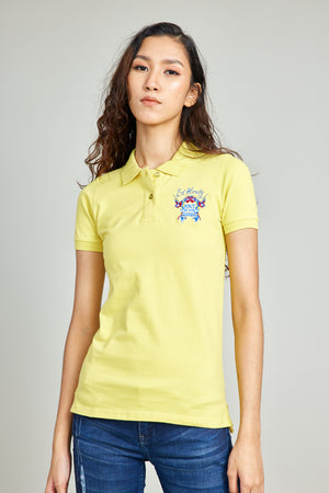 Yellow Basic Polo Shirt w/ Patch Embroidery