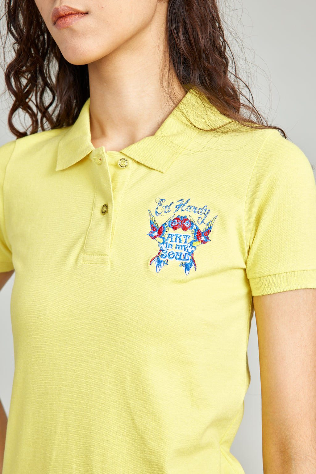 Yellow Basic Polo Shirt w/ Patch Embroidery