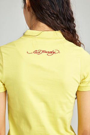 Yellow Basic Polo Shirt w/ Patch Embroidery