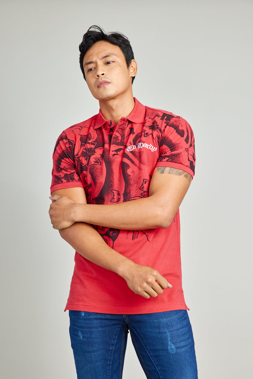 Red Polo Shirt w/ Embroidery And Sublimation Print