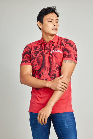 Red Polo Shirt w/ Embroidery And Sublimation Print