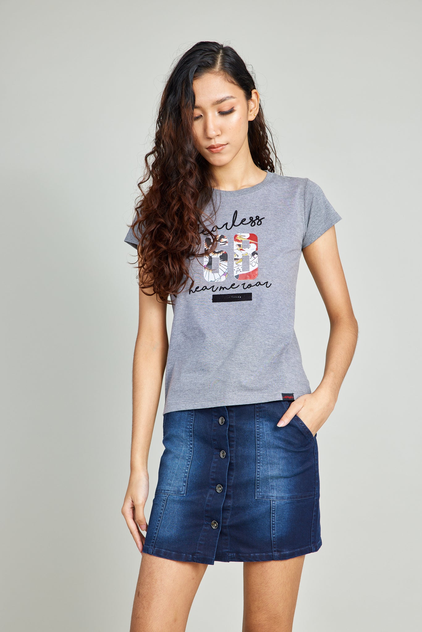 Gray Fearless Round Neck Tee