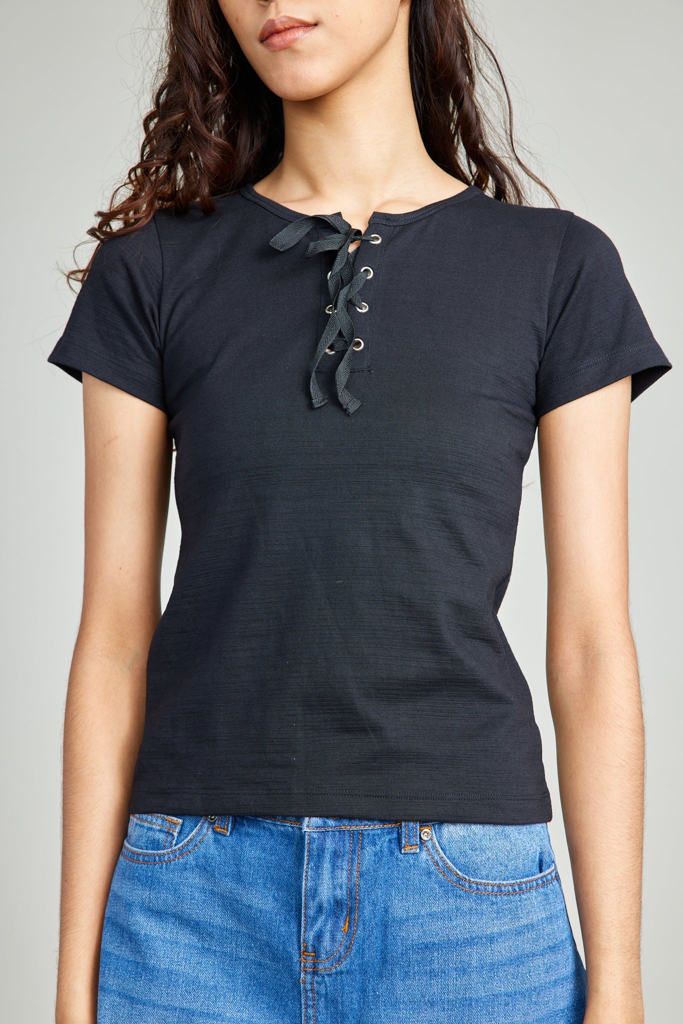 Crop Rib Tee w/ Drawsting