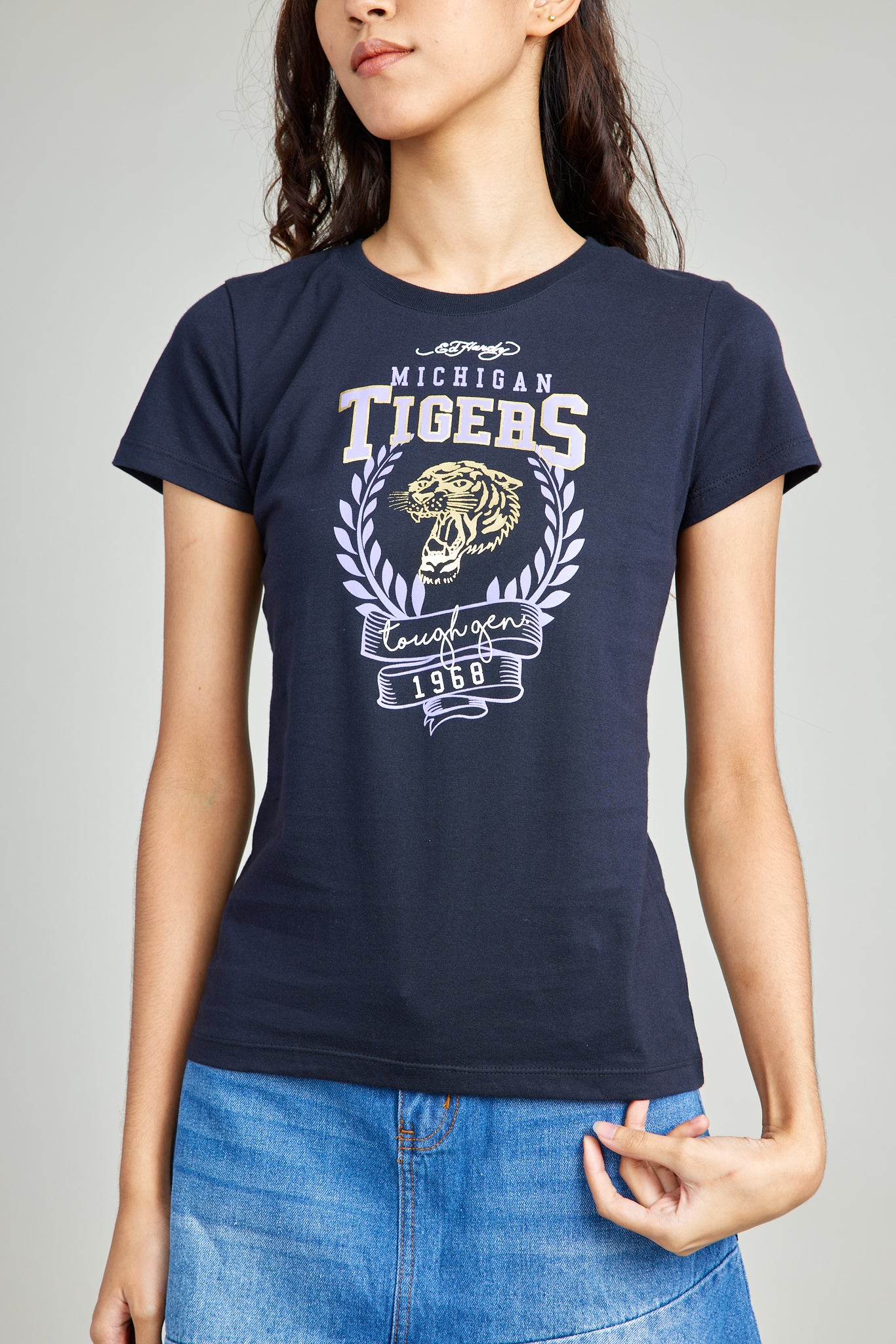 Black Michigan Tigers Round Neck Tee