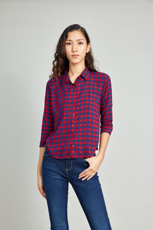 Plaid Long Sleeve Polo