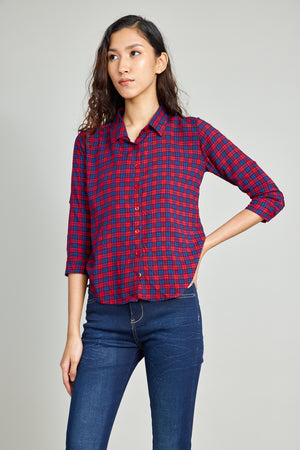 Plaid Long Sleeve Polo