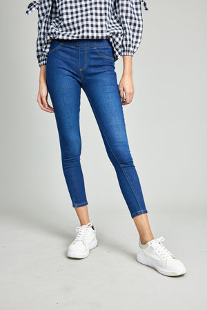 Pull On Mid Blue Crop Jeggings