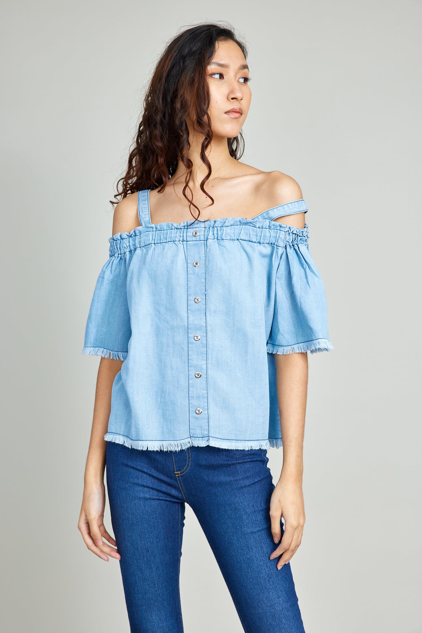 Cold Shoulder Chambray